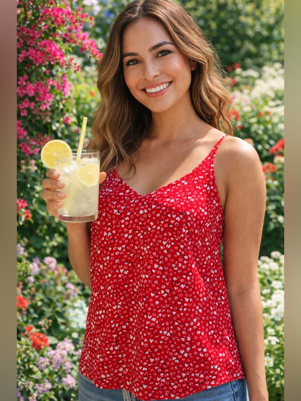 Blusa Roja ❤️ Banana Republic XS | Top Verano Romántico Floral Chic
